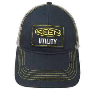 Keen Utility Trucker Hat Black One Size Gray Mesh Back Yellow Stitching Patch